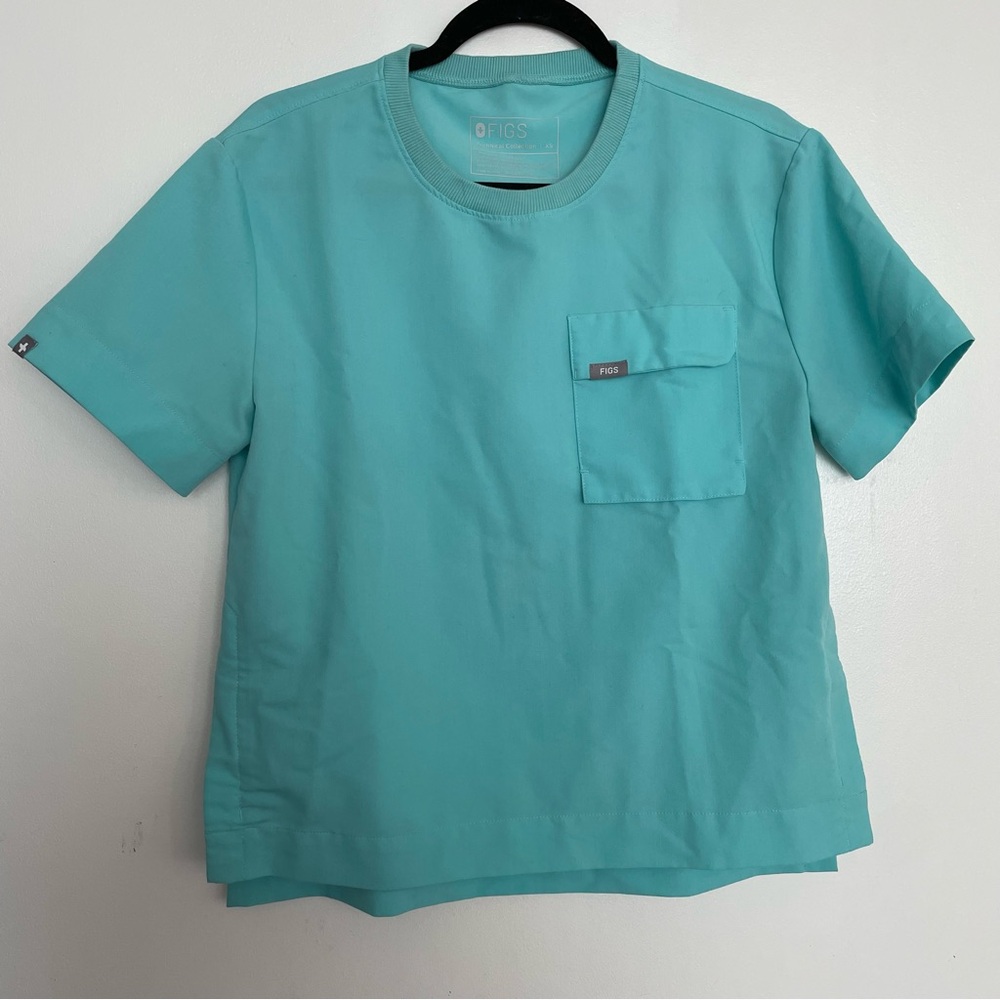Women's FIGS Keji Oversized Tee Top Fresh Aqua 1741 Size XS LIMITED EDITION